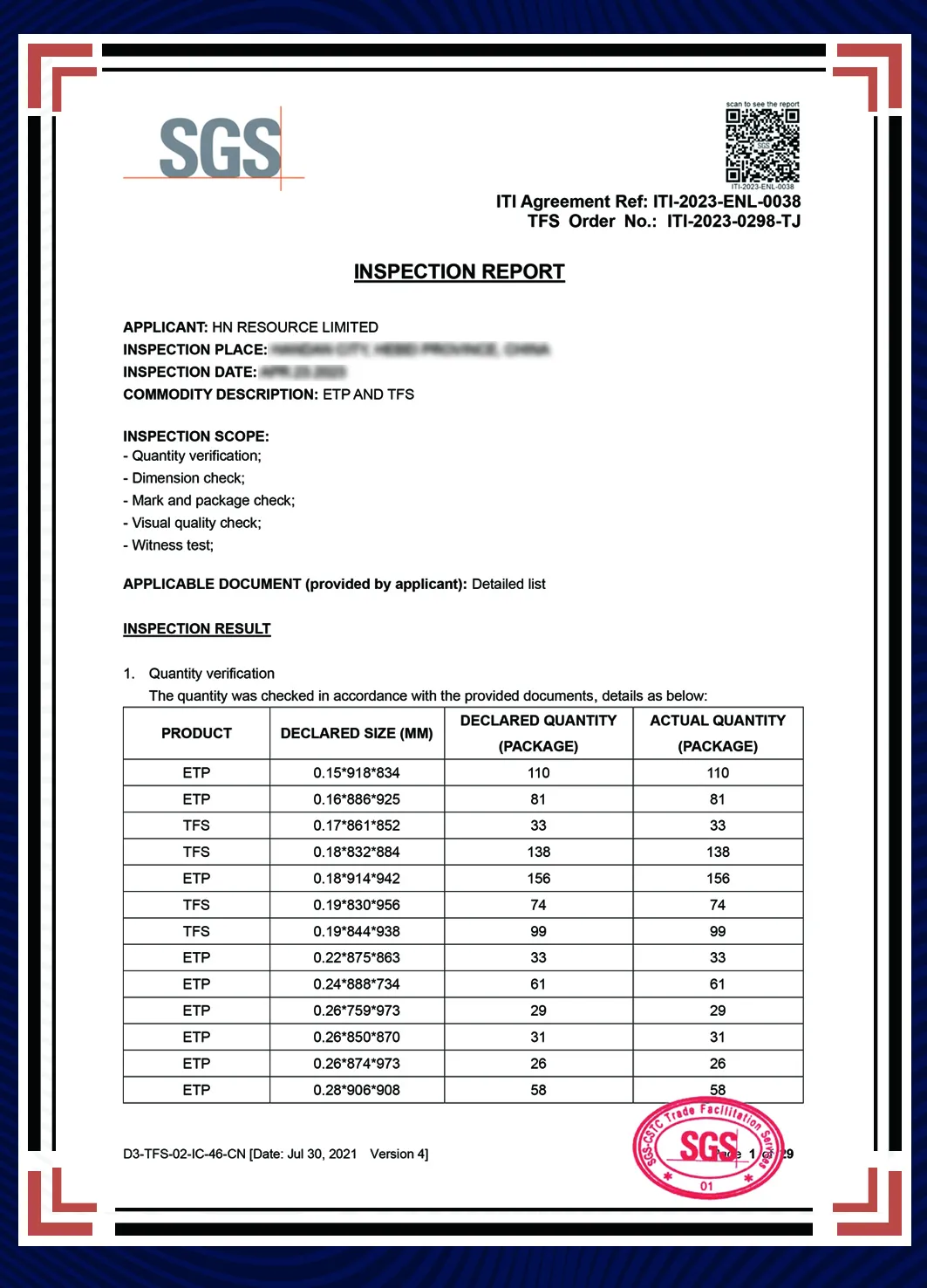 SGS CERTIFICATION